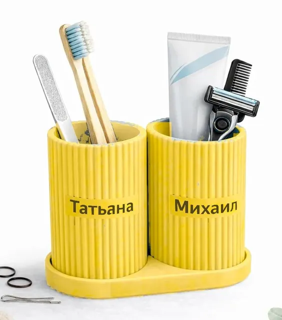Стаканчики для зубных щёток именные Taivella VoxaBRST-111, жёлтый